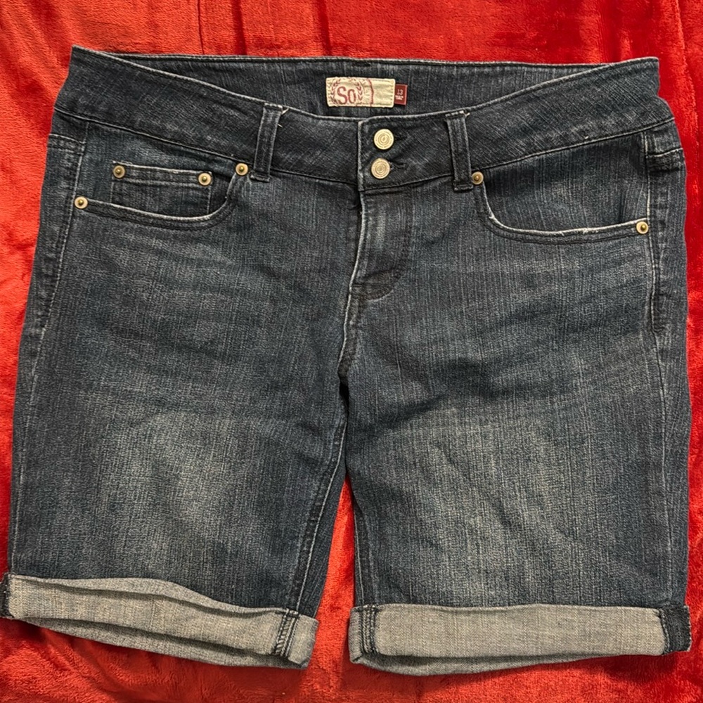 Size 13, Sonoma Junior Ladies Blue Jean Cuffed Shorts, 5 pocket, gently worn